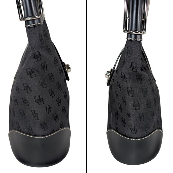 Dooney & Bourke Black Signature Crescent Canvas Leather Y2K Hobo Shoulder Bag - Picture 4 of 10